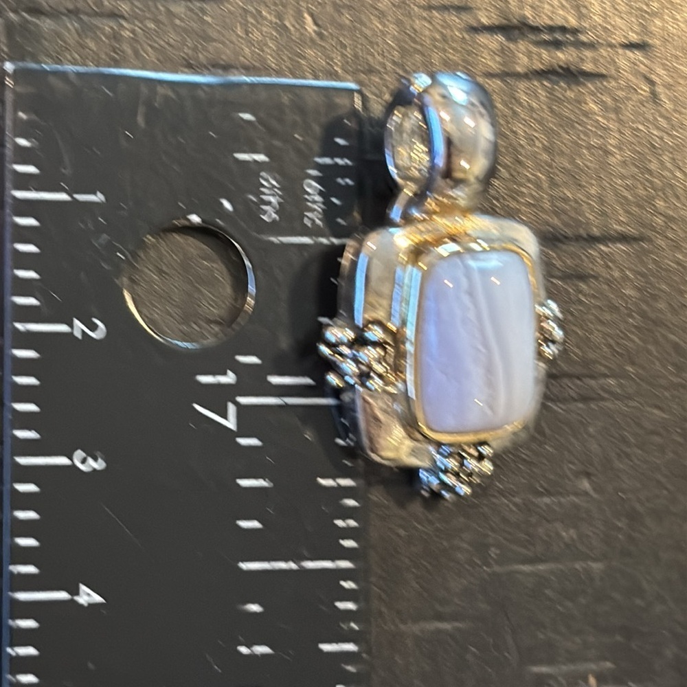 Premier Designs Silver and Gold Clip On Pendant Gemstone Southwestern Signed PD - Picture 7 of 7